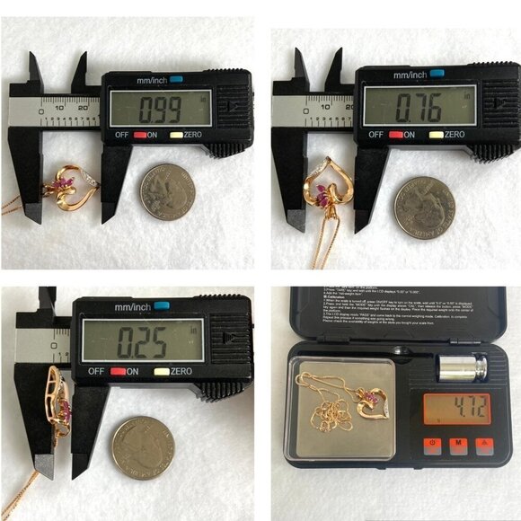 Ross-Simons Gold Vermeil Sterling Silver 925 Ruby Open Heart Pendant Necklace - Picture 10 of 16